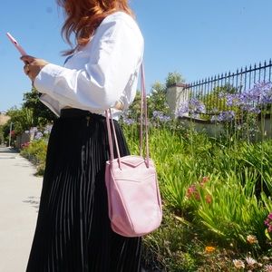 Pink vintage suede leather bag